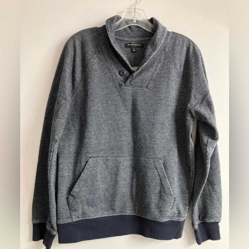 Banana Republic Men’s Pullover Shawl Collar Sweater, Small, Navy Blue